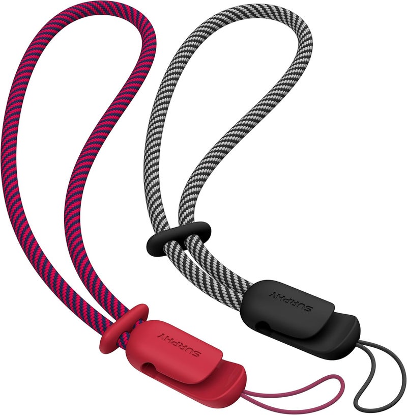 SURPHY 2 Pack Phone Lanyard for Cellphone Case, Phone Wrist Strap for Case, Cellphone Strap with 2-Color Braided, Charm Wrist Lanyard for Women and Men, Cellphone Wrist Lanyard for Women, Red & Black - Image 1
